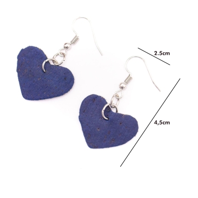 Blue heart Earrings, Original handmade ladies earrings-ER-072-E