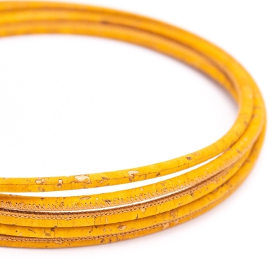 4mm Yellow round cork cord COR-458（10 meters）