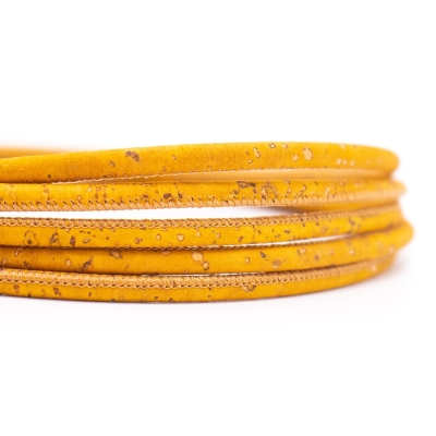 4mm Yellow round cork cord COR-458（10 meters）