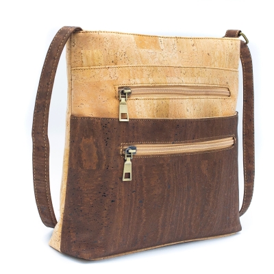 Borsa a tracolla in sughero naturale con zip BAGP-050-B