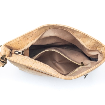 Borsa a tracolla in sughero naturale con zip BAGP-050-B