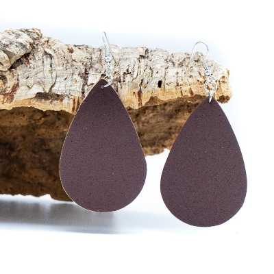 brown fabric handmade ladies earrings, stylish jewelry for women cork earring ER-074-D