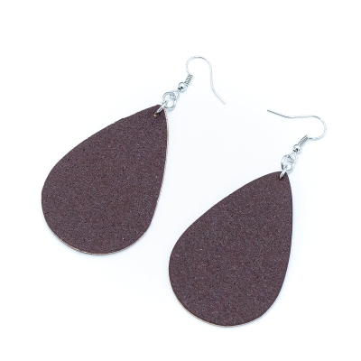 brown fabric handmade ladies earrings, stylish jewelry for women cork earring ER-074-D