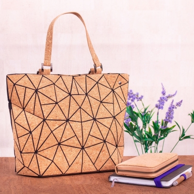 Cross-road, Geometric Cork Handbag for Women BAG-2207