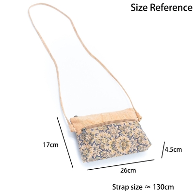 Natural Cork and Printed Design Women's Crossbody Bag BAGP-230