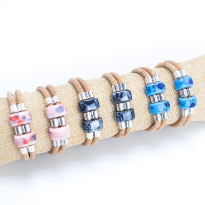 Ceramic beads handmade bracelet adjustable BR-106-MIX-6