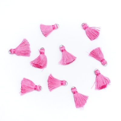 10 pcs pink color tassel with silver ring Tassels, D-3-534