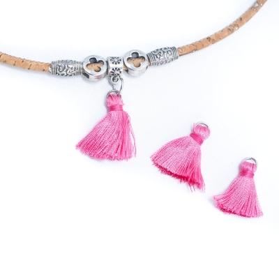 10 pcs pink color tassel with silver ring Tassels, D-3-534