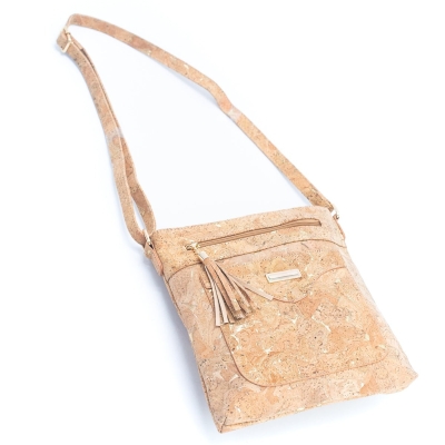 Borsa in sughero naturale con accenti dorati e argentati BAG-2249