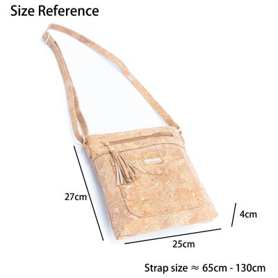 Natural Cork with Gold and Silver Accents - Women's Cork Crossbody Bag BAG-2249