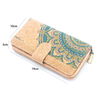 Natural Cork Mandala Pattern Women's Long Wallet/Cardholder BAG-2236