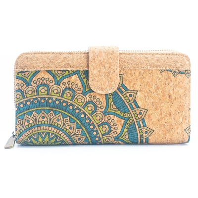 Natural Cork Mandala Pattern Women's Long Wallet/Cardholder BAG-2236