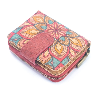 Natural Cork Printed Women's Short Card Wallet BAG-2238