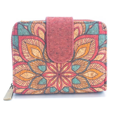 Natural Cork Printed Women's Short Card Wallet BAG-2238