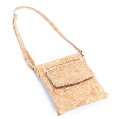 Natural Cork with Gold and Silver Accents - Women's Cork Crossbody Bag BAG-2251