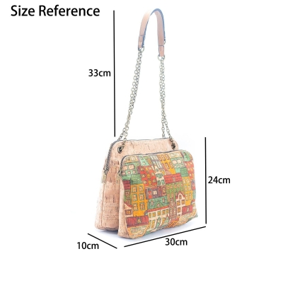 Borsa da donna con stampa in sughero naturale BAGD-346