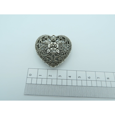 5units heart pendants for necklace, antique silver, Jewelry Findings & Components D-3-14