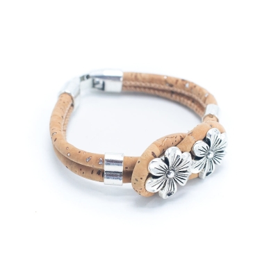 Natural cork with flower accessories beads handmade bracelet BR-226-MIX-5