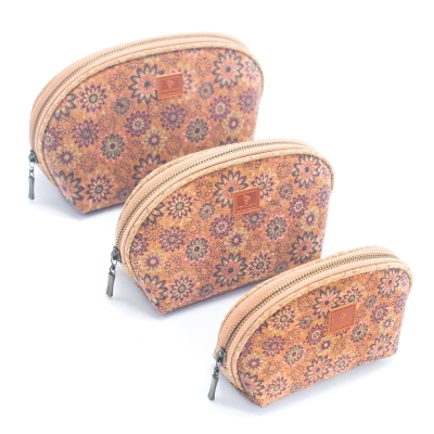 Luxury Women's 3-Piece Cork Cosmetic Bag Set BAGD-469-A