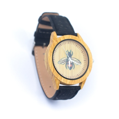 Copy of Vintage Ladies Watch with black Cork Strap Pattern Dial WA-240-A (with Random box)