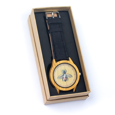 Copy of Vintage Ladies Watch with black Cork Strap Pattern Dial WA-240-A (with Random box)