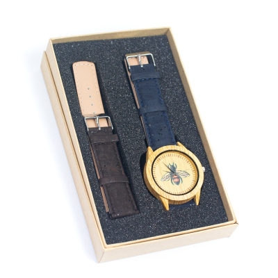 Cork Watch Set - Two Color Watch Strap - Unisex Cork Fashion Watch WA-240-BOX(with box)