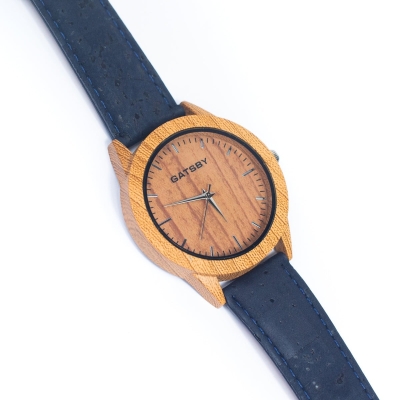 Vintage Ladies Watch with dark blue Cork Strap Pattern Dial WA-286-A(with Random box)