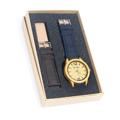 Cork Watch Set - Two Color Watch Strap - Unisex Cork Fashion Watch WA-287-BOX(with box)