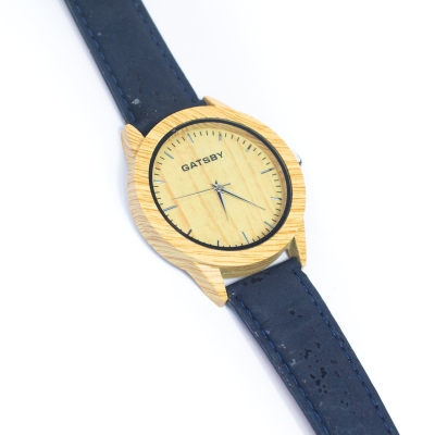 Vintage Ladies Watch with dark blue Cork Strap Pattern Dial WA-329-A(with random box)