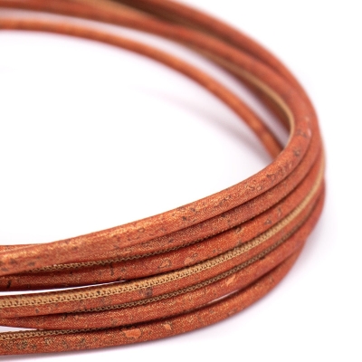 5mm round Shiny orange cork cord COR-433 (10 meters)