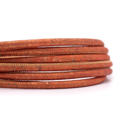 5mm round Shiny orange cork cord COR-433 (10 meters)