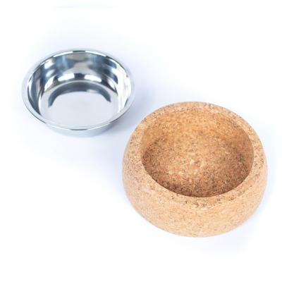 Cork Base and Stainless Steel Pet Food Bowl L-926