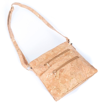 Golden cork fabric zipper handbag crossbody lady bag BAG-2279