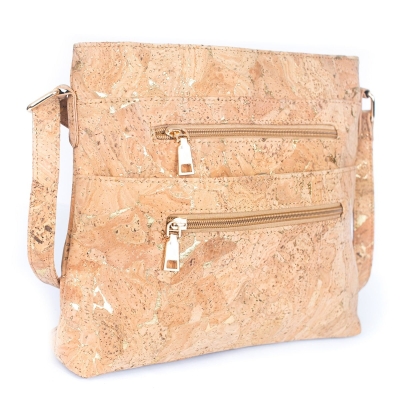 Golden cork fabric zipper handbag crossbody lady bag BAG-2279