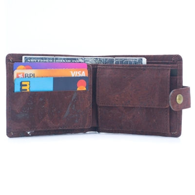 Sleek Bifold Cork Wallet with Snap Button BAG-2270-WALLET