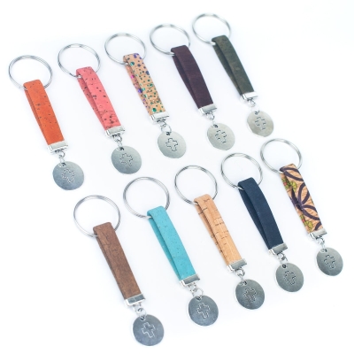 cork handmade  keychain  I-071-MIX-10