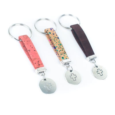 cork handmade  keychain  I-071-MIX-10