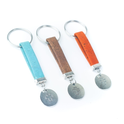 cork handmade  keychain  I-071-MIX-10