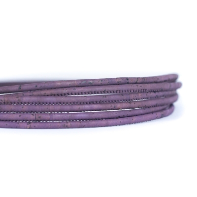 Cordone di sughero con un diametro di 3 mm - rotondo viola COR-528-B