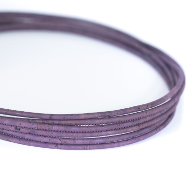 Purple cork 3mm round Cork Cord -COR-528-B