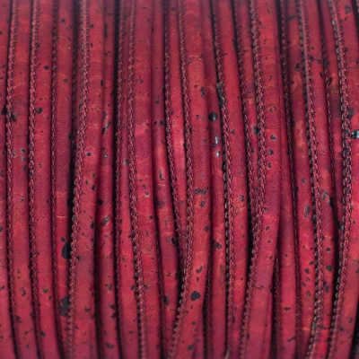 Wine red cork 3mm round Cork Cord -COR-586-B