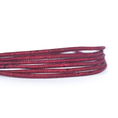 Wine red cork 3mm round Cork Cord -COR-586-B