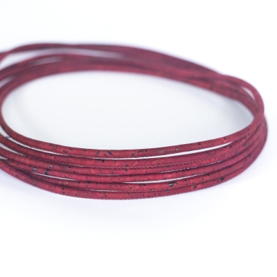 Wine red cork 3mm round Cork Cord -COR-586-B