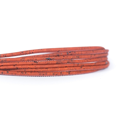 Orange cork 3mm round Cork Cord -COR-450-B