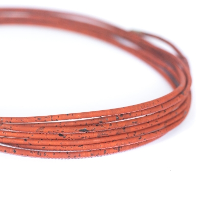 Orange cork 3mm round Cork Cord -COR-450-B