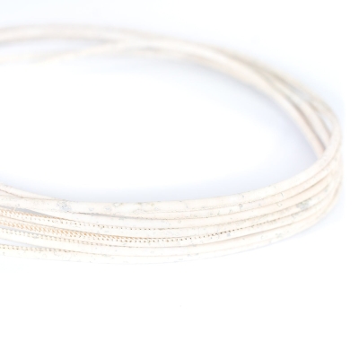 White cork 3mm round Cork Cord -COR-451-B