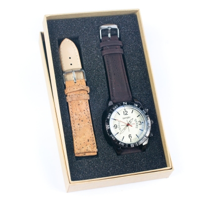 Natural Cork watch man fashion Watch WA-409-A-BOX（with box）