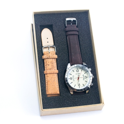 Natural Cork watch man fashion Watch WA-409-B-BOX（with box）