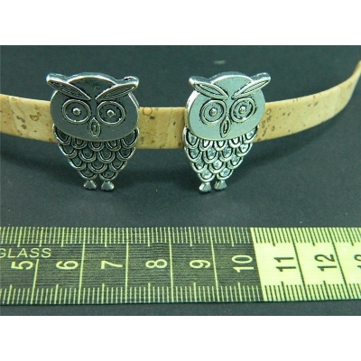 10pcs For 10mm flat leather Antique Silver OWL Slider jewelry supplies jewelry finding D-1-10-109