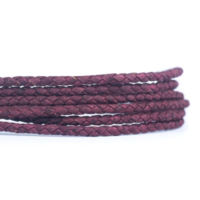 For 5mm Wine red Braided Cork Jewelry Crafting Cord COR-365 (10meters)